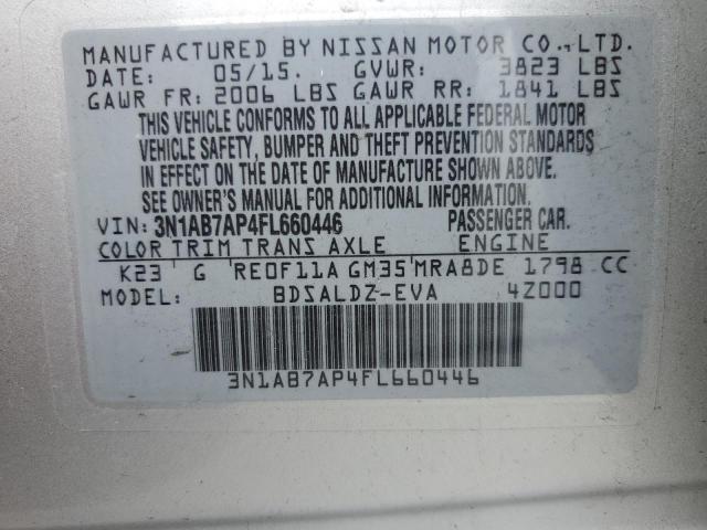 Photo 10 from auction – 2015 NISSAN SENTRA S with VIN 3N1AB7AP4FL660446