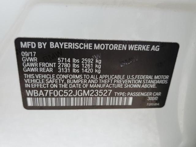 Photo 10 from auction – 2018 BMW 750 I with VIN WBA7F0C52JGM23527