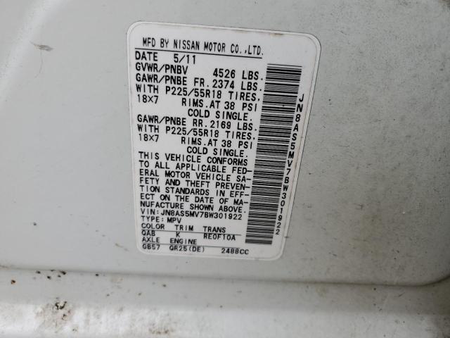Photo 10 from auction – 2011 NISSAN ROGUE S with VIN JN8AS5MV7BW301922