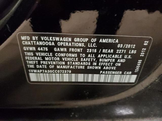 Photo 10 from auction – 2012 VOLKSWAGEN PASSAT S with VIN 1VWAP7A30CC072379