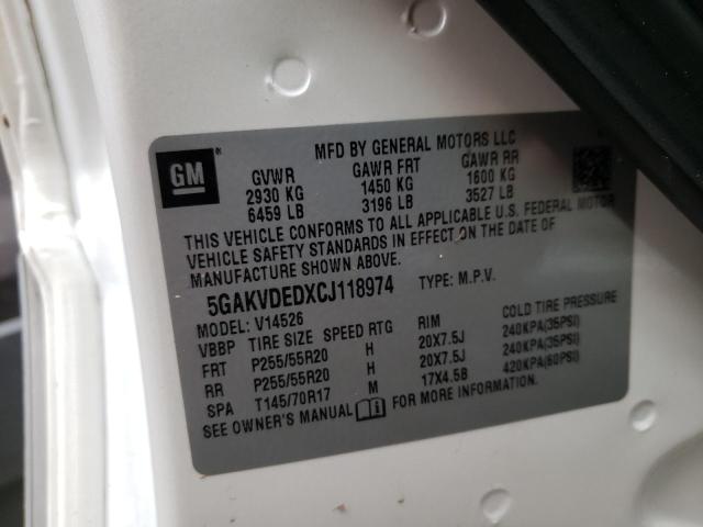 Photo 10 from auction – 2012 BUICK ENCLAVE with VIN 5GAKVDEDXCJ118974