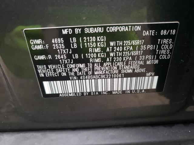 Photo 10 from auction – 2019 SUBARU OUTBACK 2. with VIN 4S4BSABC9K3210061