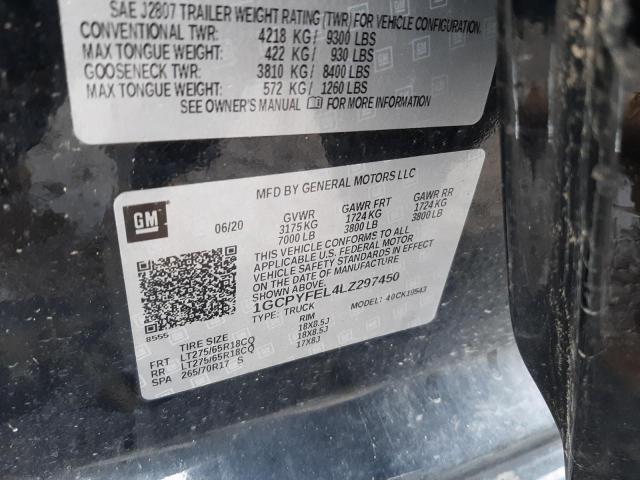 Photo 10 from auction – 2020 CHEVROLET SILVERADO with VIN 1GCPYFEL4LZ297450