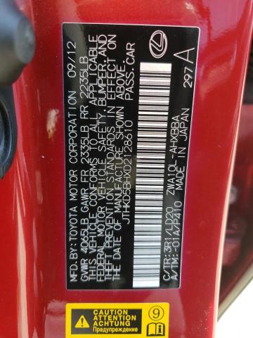 Photo 10 from auction – 2013 LEXUS CT 200 with VIN JTHKD5BHXD2128610
