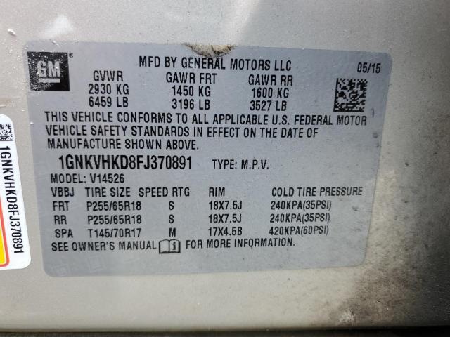 Photo 10 from auction – 2015 CHEVROLET TRAVERSE L with VIN 1GNKVHKD8FJ370891