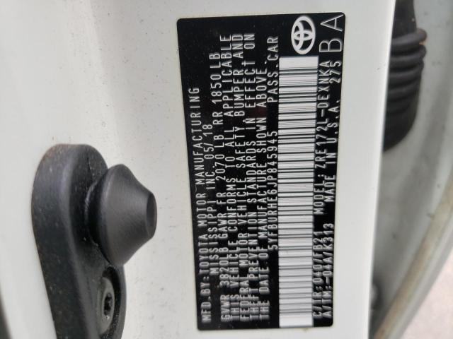 Photo 10 from auction – 2018 TOYOTA COROLLA L with VIN 5YFBURHE6JP845945