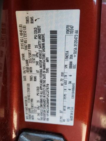 Photo 10 from auction – 2015 FORD ESCAPE SE with VIN 1FMCU9G99FUC27579