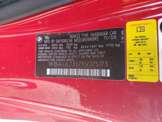 Photo 10 from auction – 2009 BMW 128 I with VIN WBAUL73579VJ75173