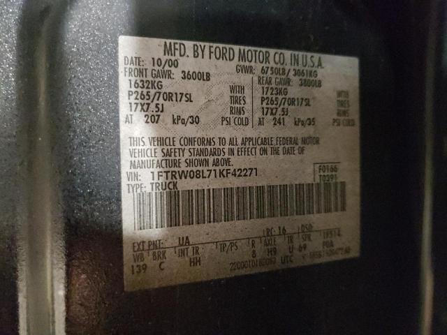 Photo 10 from auction – 2001 FORD F150 SUPER with VIN 1FTRW08L71KF42271