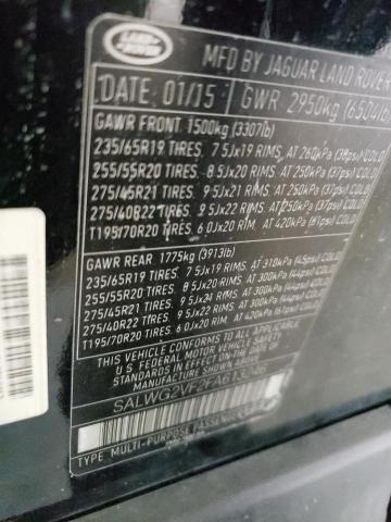 Photo 10 from auction – 2015 LAND ROVER RANGE ROVE with VIN SALWG2VF2FA613246