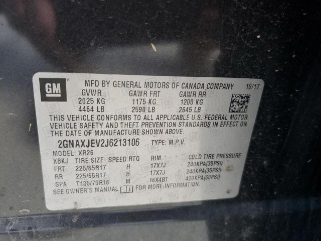 Photo 10 from auction – 2018 CHEVROLET EQUINOX with VIN 2GNAXJEV2J6213106