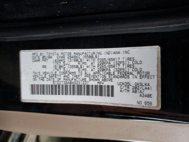 Photo 10 from auction – 2004 TOYOTA SEQUOIA LI with VIN 5TDZT38A04S231237