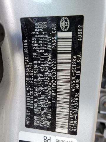 Photo 10 from auction – 2014 TOYOTA CAMRY L with VIN 4T1BF1FK7EU370721