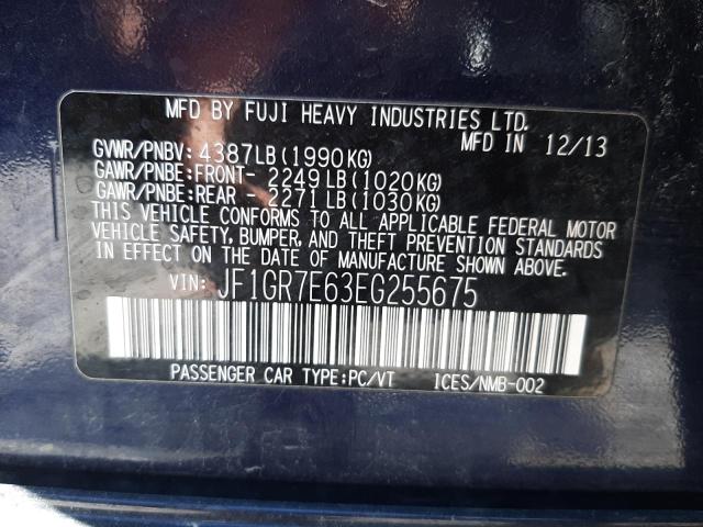 Photo 10 from auction – 2014 SUBARU IMPREZA WR with VIN JF1GR7E63EG255675