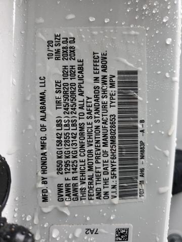 Photo 10 from auction – 2021 HONDA PILOT SE with VIN 5FNYF6H25MB028653