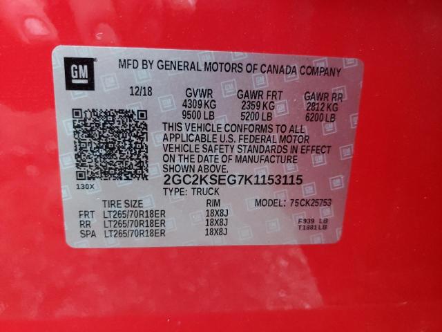 Photo 10 from auction – 2019 CHEVROLET SILVERADO with VIN 2GC2KSEG7K1153115