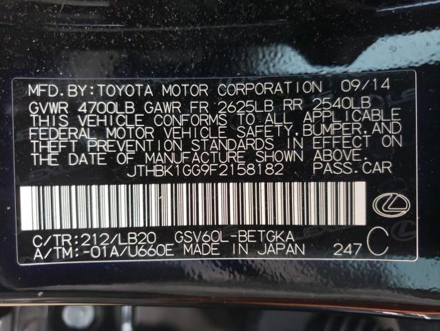 Photo 10 from auction – 2015 LEXUS ES 350 with VIN JTHBK1GG9F2158182