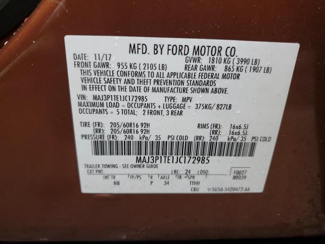 Photo 10 from auction – 2018 FORD ECOSPORT S with VIN MAJ3P1TE1JC172985