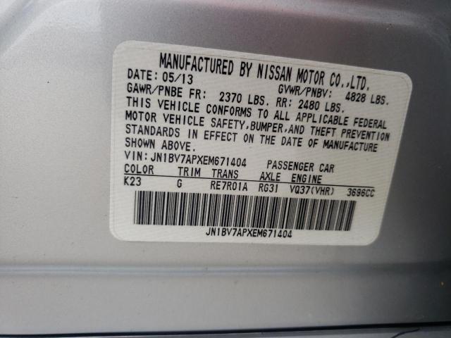 Photo 10 from auction – 2014 INFINITI Q50 BASE with VIN JN1BV7APXEM671404