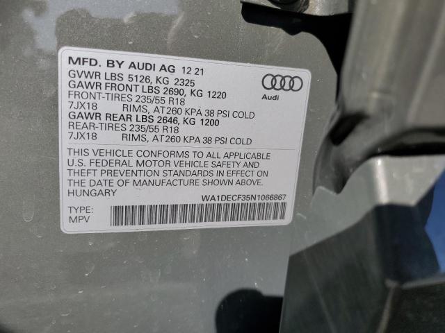 Photo 10 from auction – 2022 AUDI Q3 PREMIUM with VIN WA1DECF35N1066867