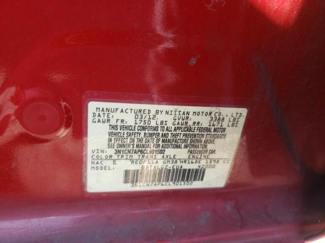 Photo 10 from auction – 2012 NISSAN VERSA S with VIN 3N1CN7AP6CL901502