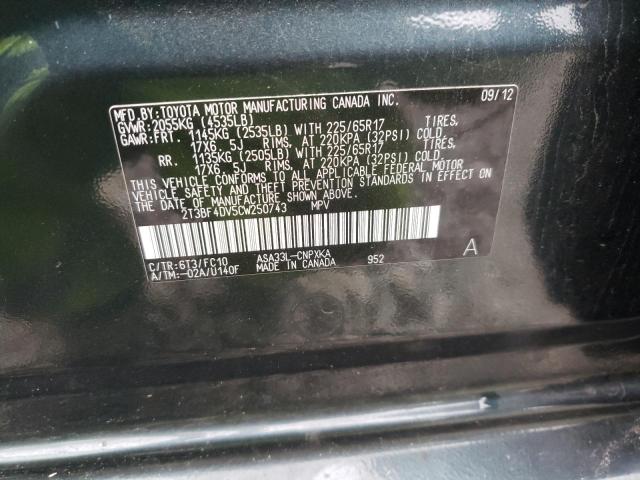 Foto 10 de la subasta – 2012 TOYOTA RAV4 con VIN 2T3BF4DV5CW250743