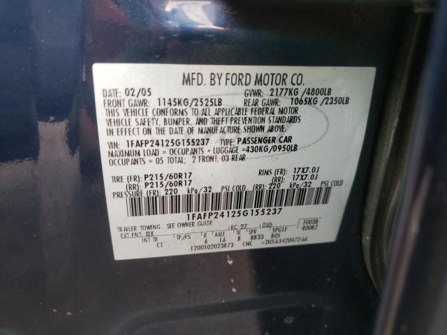 Photo 10 from auction – 2005 FORD FIVE HUNDR with VIN 1FAFP24125G155237