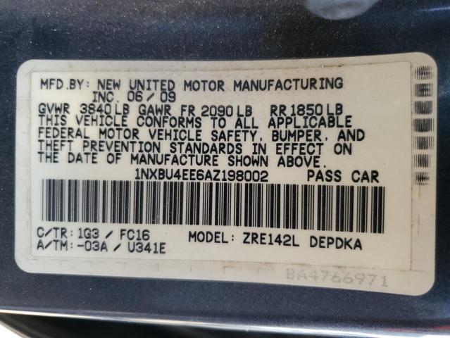 Photo 10 from auction – 2010 TOYOTA COROLLA BA with VIN 1NXBU4EE6AZ198002