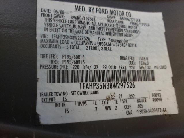 Photo 10 from auction – 2008 FORD FOCUS SE with VIN 1FAHP35N38W297526