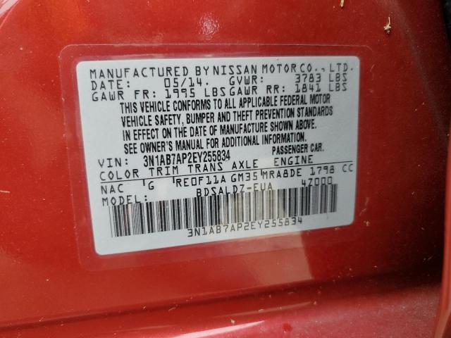 Photo 10 from auction – 2014 NISSAN SENTRA S with VIN 3N1AB7AP2EY255834