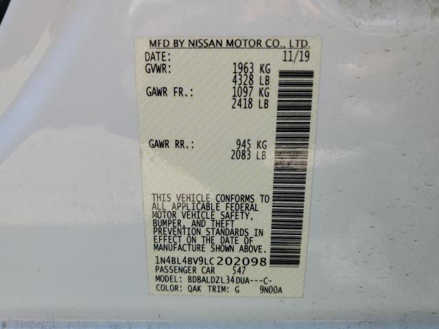Photo 10 from auction – 2020 NISSAN ALTIMA S with VIN 1N4BL4BV9LC202098