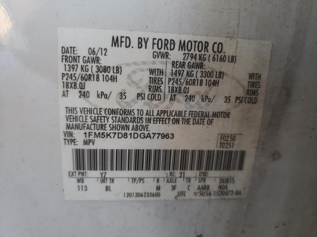 Photo 10 from auction – 2013 FORD EXPLORER X with VIN 1FM5K7D81DGA77963