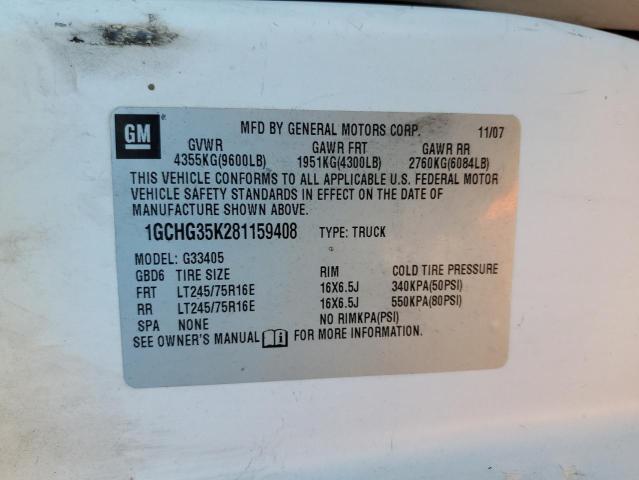 Photo 10 from auction – 2008 CHEVROLET EXPRESS G3 with VIN 1GCHG35K281159408