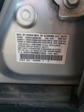 Photo 10 from auction – 2008 HONDA PILOT SE with VIN 5FNYF28398B013628
