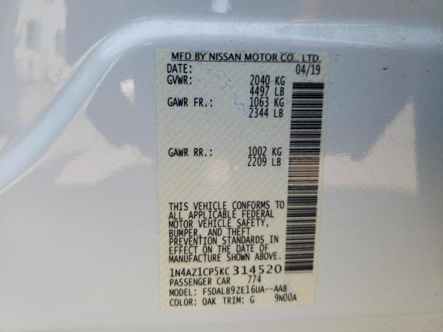 Photo 10 from auction – 2019 NISSAN LEAF S with VIN 1N4AZ1CP5KC314520