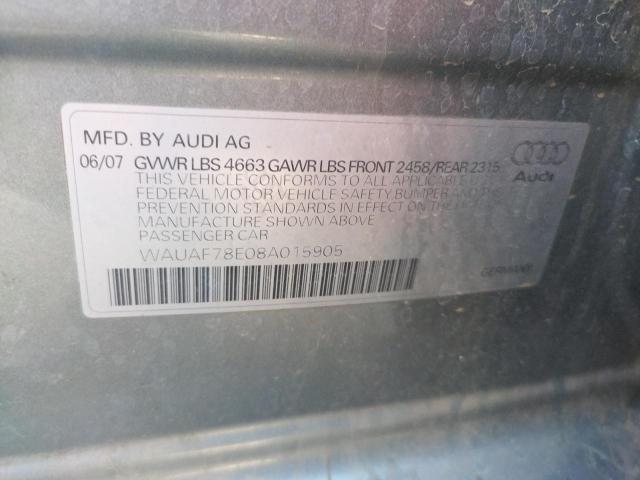 Photo 10 from auction – 2008 AUDI A4 2.0T with VIN WAUAF78E08A015905