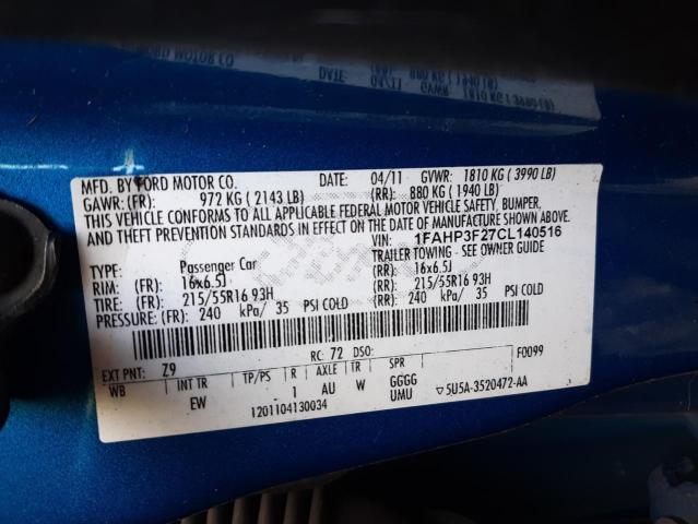 Photo 10 from auction – 2012 FORD FOCUS SE with VIN 1FAHP3F27CL140516