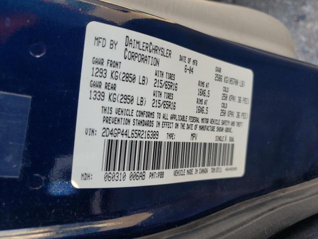 Photo 10 from auction – 2005 DODGE GRAND CARA with VIN 2D4GP44L65R216389