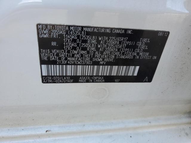 Photo 10 from auction – 2012 TOYOTA RAV4 LIMIT with VIN 2T3DF4DV1CW237903