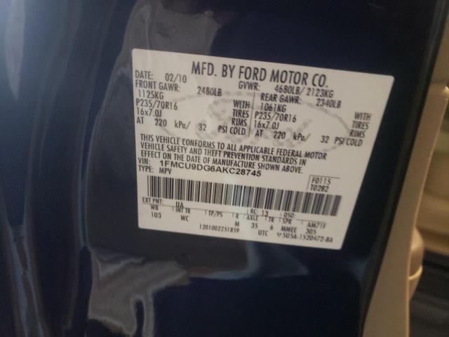 Photo 10 from auction – 2010 FORD ESCAPE XLT with VIN 1FMCU9DG6AKC28745