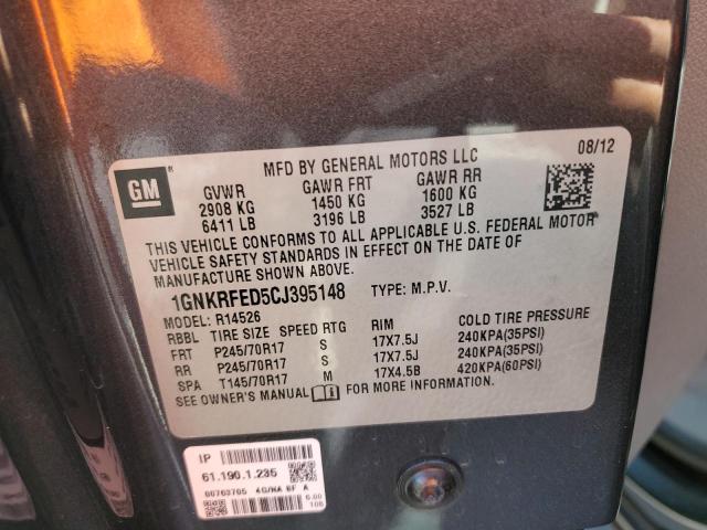 Photo 10 from auction – 2012 CHEVROLET TRAVERSE L with VIN 1GNKRFED5CJ395148