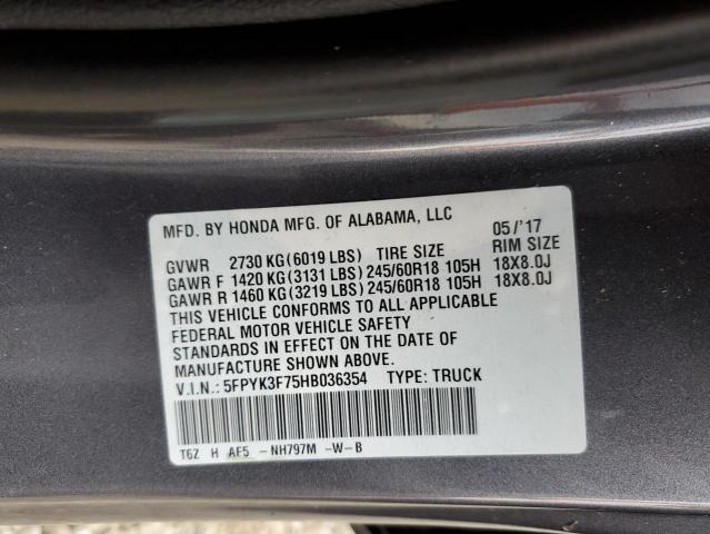 Photo 10 from auction – 2017 HONDA RIDGELINE with VIN 5FPYK3F75HB036354