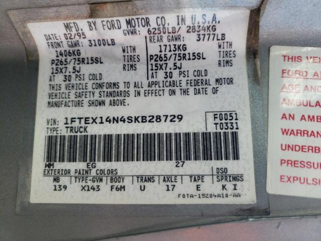 Photo 10 from auction – 1995 FORD F150 with VIN 1FTEX14N4SKB28729