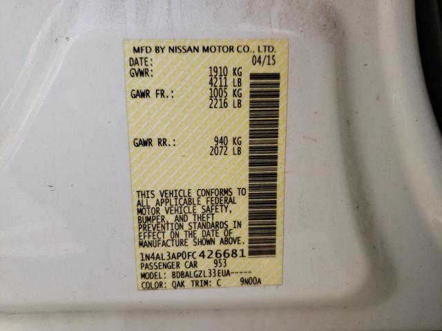 Photo 10 from auction – 2015 NISSAN ALTIMA 2.5 with VIN 1N4AL3AP0FC426681
