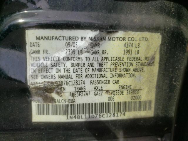 Photo 10 from auction – 2006 NISSAN ALTIMA SE with VIN 1N4BL11D76C128174