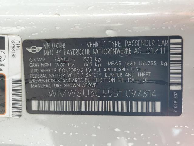 Photo 10 from auction – 2011 MINI COOPER with VIN WMWSU3C55BT097314