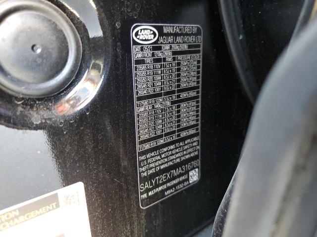 Photo 10 from auction – 2021 LAND ROVER RANGE ROVE with VIN SALYT2EX7MA316760