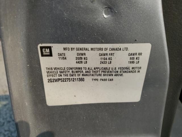 Photo 10 from auction – 2005 PONTIAC GRAND PRIX with VIN 2G2WP522751211360