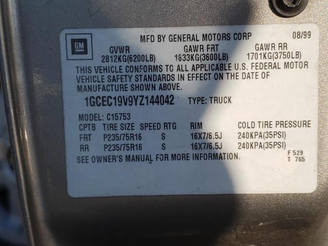 Photo 10 from auction – 2000 CHEVROLET SILVERADO with VIN 1GCEC19V9YZ144042