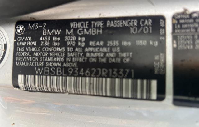 Photo 10 from auction – 2002 BMW M3 with VIN WBSBL93462JR13371